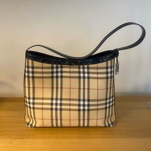 Burberry Plaid Tote with Black Accents